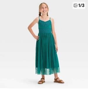 Girl's Green Lace Dress - Zenzi - XS (4/5)